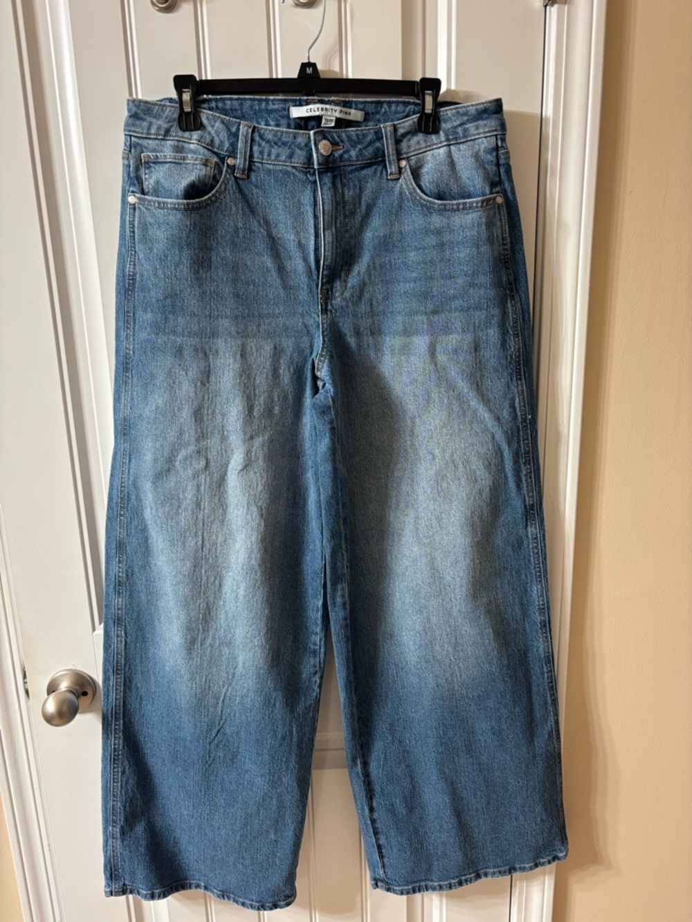 Celebrity Pink Wide Leg Jeans in Medium Blue Wash